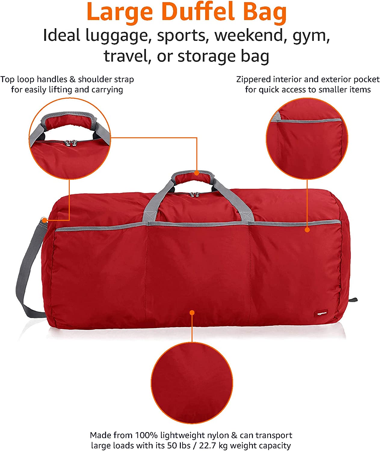 Argos Basics Large Nylon Duffel Bag - Image 3